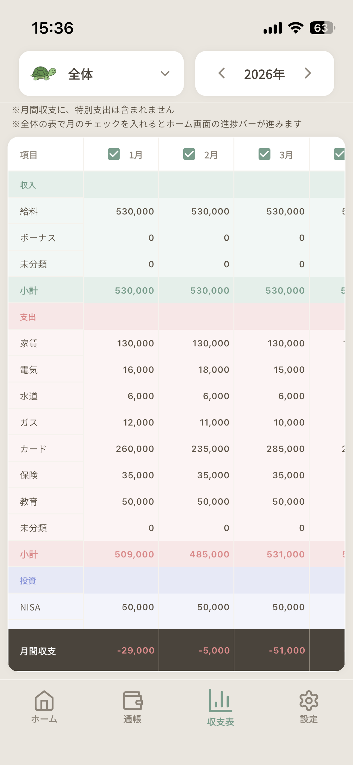 年いち家計簿のスクリーンショット 2